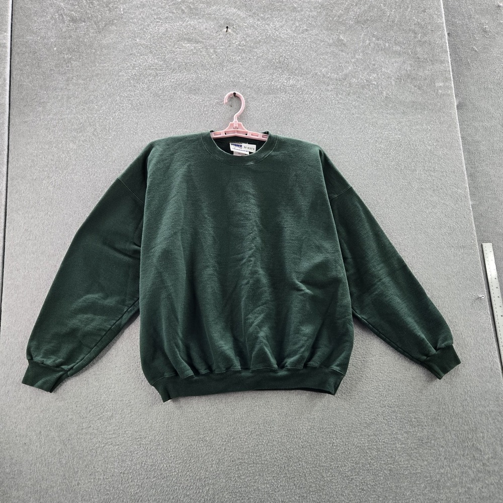 VINTAGE Hanes Men‎ Sweatshirt XL Green Blank Fleece Pullover